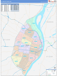 St. Louis CityCounty, MO Wall Map Color Cast Style 2024